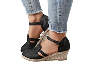Eduavar Womens Wedge Sandals, Orthopedic Sandals for Women Comfy Espadrille Wedge Platform Sandal Close Toe Shoes
