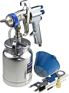 33 oz Siphon Feed Spray Gun - 2.5mm Nozzle for Spraying Oil-Based or Latex Paints, with Filtering and Cleaning Kits
