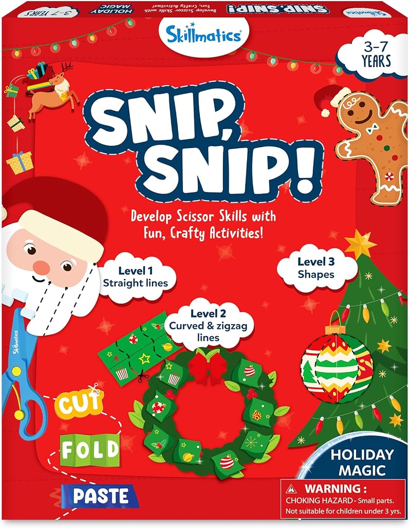 Skillmatics Snip Snip Scissor Skills Activity Book with 2 Child-Safe Scissors