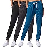 Real Essentials 3 Pack: Women's Lounge Joggers Sweatpants with Pockets Yoga Running Athletic Workout (Available in Plus Size)