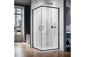 ELEGANT Corner Shower Enclosure 36 in.D x 36 in. W x 72 in. H, Double Sliding Corner Shower Door with 1/4 in. Tempered Glass, Sliding Shower Enclosure in Black (Shower Base Not Included)