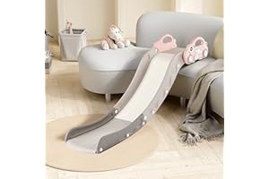 DUKE BABY Indoor Kids Baby Couch Slide for Toddler 1-3, Sofa Slide Add-on Attachment for Bed Nugget Playgrounds, with Secure Base Guardrail, Gentle Slope Extended Buffer Zone, Fun Car Design, Pink