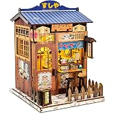 DIY Miniature House Kit, Book Nook Kit Mini Japanese House Bookshelf Decor, Tiny Dollhouse Building Kit for Adults &amp; Teens, Gifts for Family, Friends