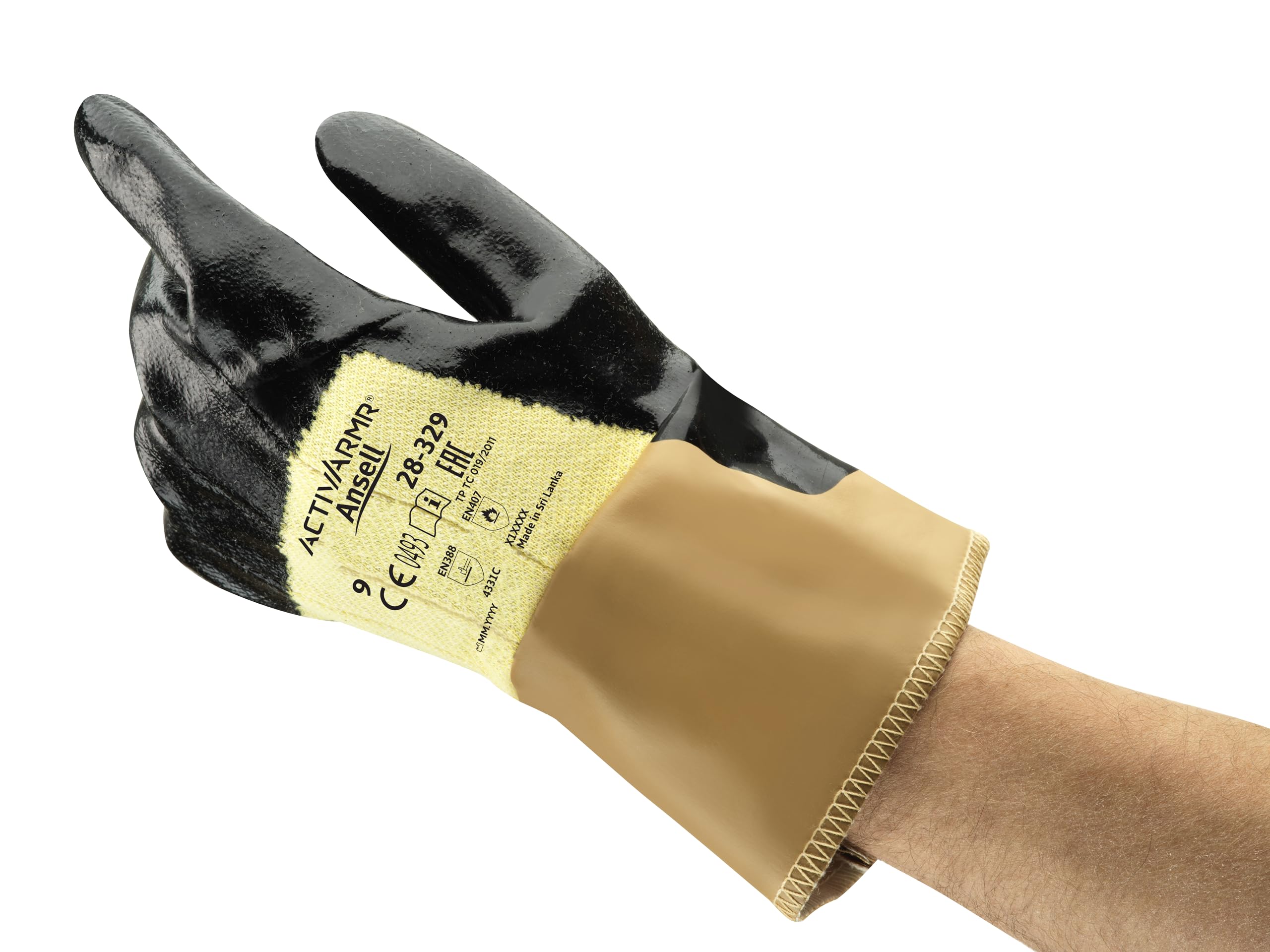 Ansell NitraSafe 28-329 Cut protection Work Gloves, Mechanical Protection, Building, Construction, Gardening, DIY, Industrial PPE, Men Women, Black, Size M (12 Pairs)