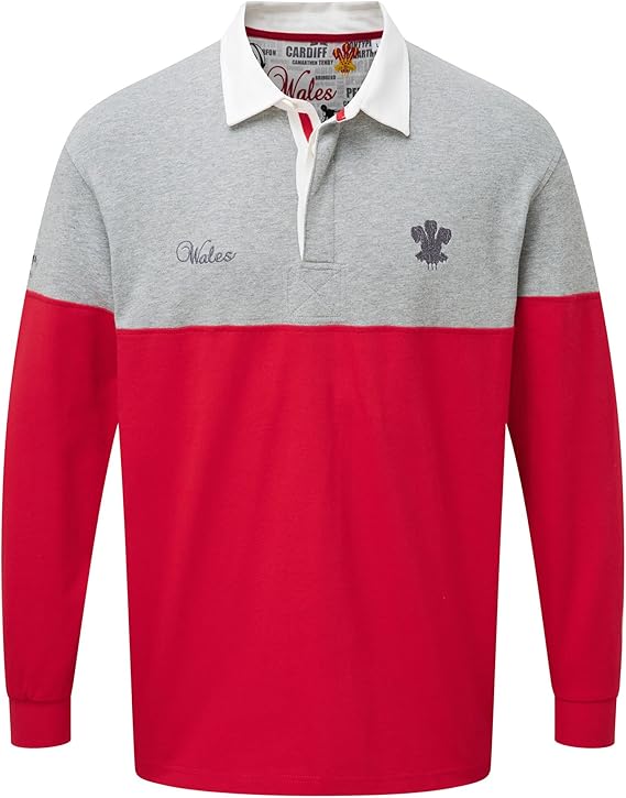 Cotton Traders Men Long Sleeve Classic Rugby Shirt Wales Size S Red