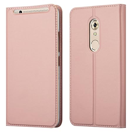 Cadorabo Hülle für ZTE AXON 7 - Hülle in Rose Gold – Handyhülle mit Standfunktion und Kartenfach im Metallic Look - Case Cove