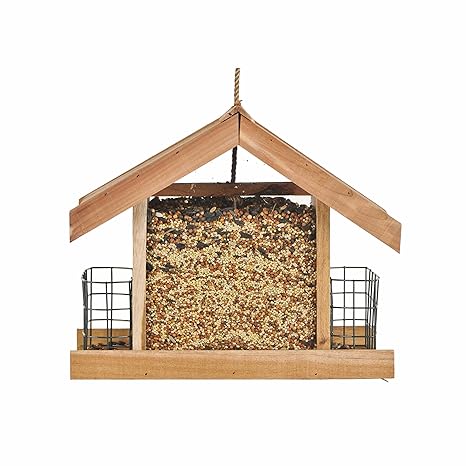 Perky Pet Deluxe Chalet Cedar Feeder Hanging Wooden Wild Bird