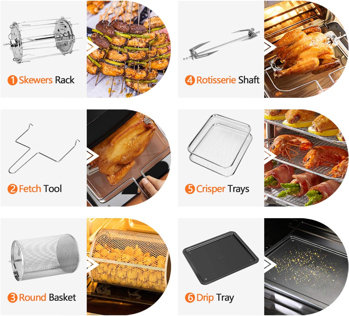whall Air Fryer, 13QT Air Fryer Oven, Family Rotisserie Oven, 1700W Electric Air Fryer Toaster Oven, Tilt led Digital Touchscreen, 12-in-1 Presets for Baking, Roasting, Dehydrating, with Accessories: Kitchen & Dining