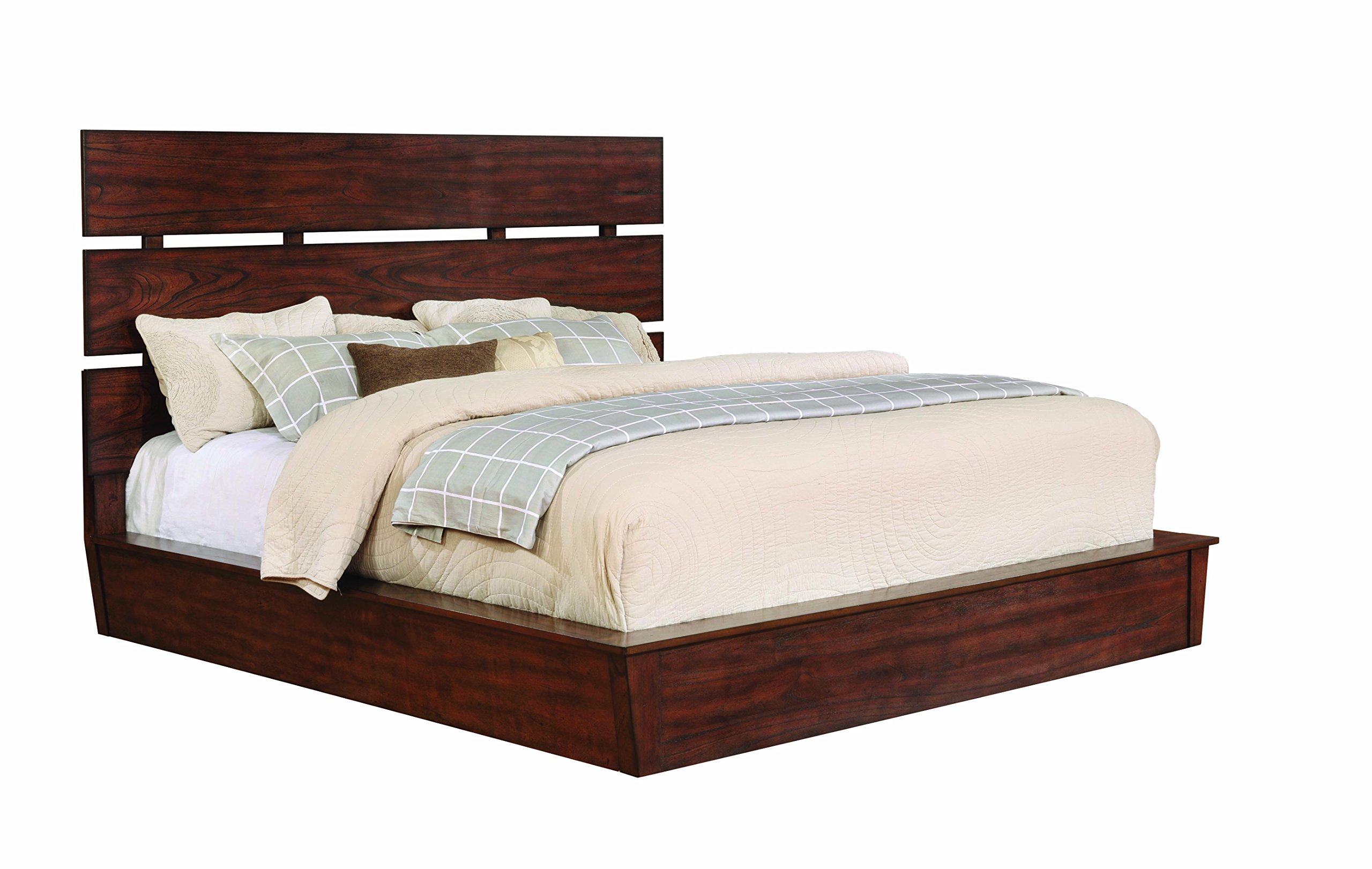 Artesia Eastern King Platform Bed with Plank Headboard Dark Cocoa