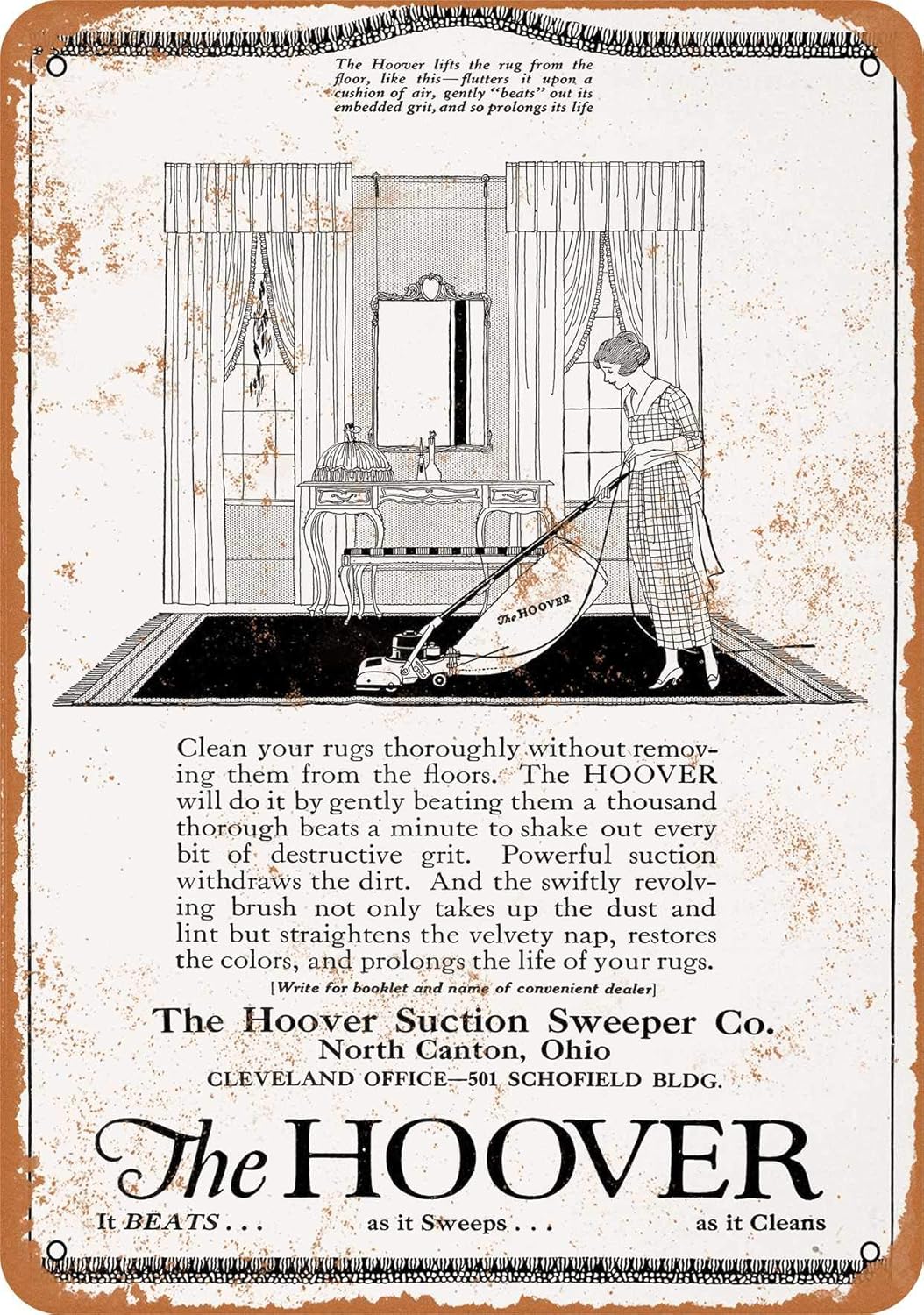 Wall-Color 9 x 12 Metal Sign - 1920 Hoover Vacuum Cleaners - Vintage Look