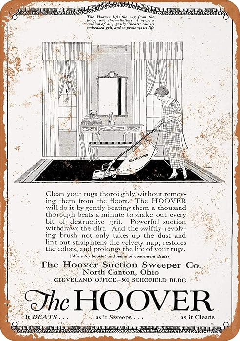 Wall-Color 9 x 12 Metal Sign - 1920 Hoover Vacuum Cleaners - Vintage Look