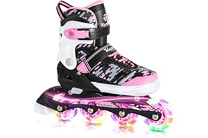 Kuxuan Skates Adjustable Inline Skates for Kids and Teens, Boys Girls Women Beginner Fun Illuminating Skates