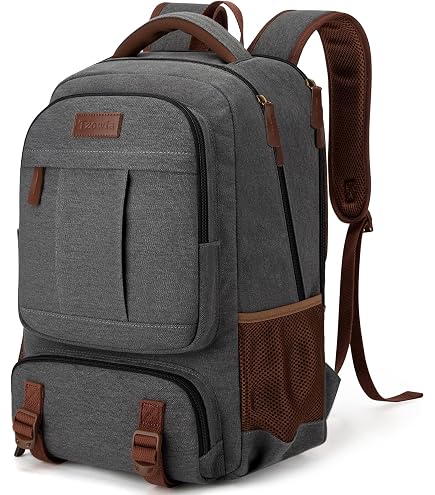 Mactso Canvas Travel Laptop Backpack for Men Women, Business Work Rucksack College School Computer Bag Fits 15.6 Inch Notebook,Bookbag with USB Charging Port (Black, 15.6 Inch) : Electronics