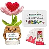 Gossby Handmade Positive Heart Flower Crochet - Thank You for Helping Me Grow - Teacher Appreciation Gift - Thank You, Birthday, Graduation, Last Day of School Gift for Teacher from Student