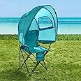 BrylaneHome Outdoor Oversized Canopy Tent Camp Chair Shade Folding Cupholder Zip Windows Storage Carrying Case Beach Yard Trip- Weight Capacity 350LB - Breeze