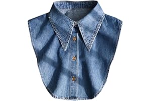 NIDMIDO Denim Fake Collar Detachable Dickey Collar Half Shirts Blouse False Collar Top for Women Girls Medium