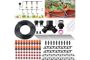 PRUNKUAR Drip Irrigation Kit, Garden Irrigation System 1/4" Blank Distribution Tubing Watering Drip Kit/DIY Saving Water Automatic Watering System for Garden, Greenhouse, Flower Bed, Patio, Lawn