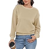 PRIMODA Women's Crewneck Loose Cropped Sweatshirt Long Sleeve Boxy Pullover Crop Tops