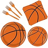 96 Pcs Basketball Plates & Napkins - Party Supplies, Birthday Decorations, Party Favors for Kids