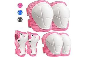 DARME Kids Protective Gear Set, Knee and Elbow Pads with Wrist Guards for Ages 3-8 Year Toddler, 3 in 1 Enhanced Material Protective for Skating Cycling Bike Roller Scooter, Includes Organizer Bag