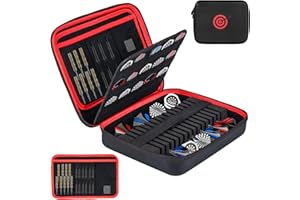 Lebared 2025 Upgraded EVA Hard Shell Dart Case for 15Darts, 30 Flights, Shafts & Accessories, Darts Case with Soft Pad & Mesh Bag for Steel or Soft Tips, Ideal Gift for Players, Bar Game, Travel -Red