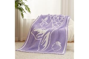 Snuggle Sac Brand Mermaid Tail Blanket, Warm Soft Fluffy Microfiber Knitted Blanket Gift for Kids, Girls, The Little Mermaid Knit Fuzzy Plush Blanket for Couch and Bed (Purple, Throw(50"x60"))