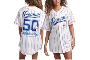 Peanuts Women's Snoopy Baseball Jersey - Novelty Fashion Vintage Snoopy Shirt - Jersey Top for Women (S-XL)