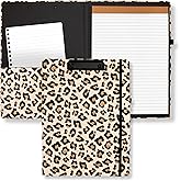 Steel Mill & Co Cute Clipboard Folio with Refillable Lined Notepad and Interior Storage Pocket, Padfolio for Work, Leopard
