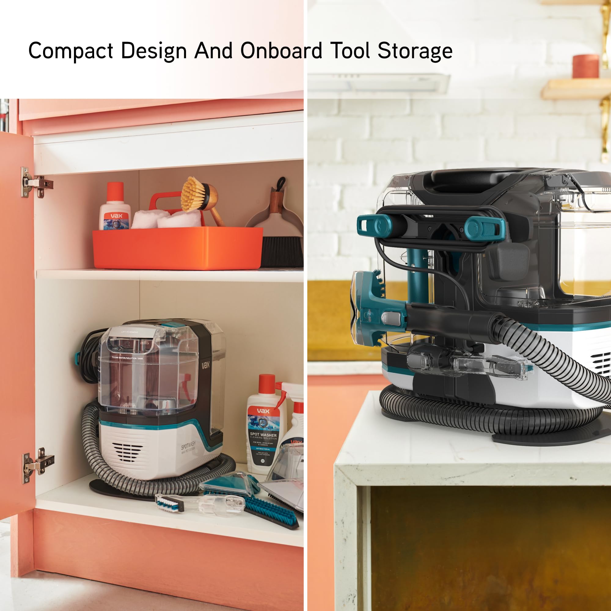 Vax SpotWash Max Pet-Design Spot Cleaner, Carpet Cleaner Machine, Upholstery and Sofa Cleaning, XL Tanks, Motorised, Crevice & Pet Tools for Spills & Stains, Included Solution, White/Blue, CDSW-MPXP