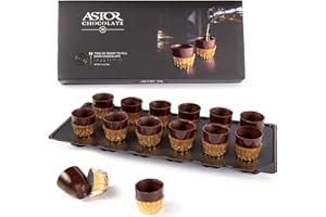 Astor Chocolate Liqueur Cups, 24 Dark Chocolate Ready to Fill Cups, Mini Dessert Shells, Perfect For Gifting, Hostess Gifts, Party Planning, Catering Products Liquor Accessories (2 Boxes of 12)