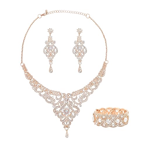 Oriamour Gold Prom Jewelry Wedding Jewelry Set Bridal Necklace - Main Image