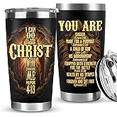 Affordali Christian Gift for Men, Christian Coffee Tumbler with Bible Verse - I Can Do All Things Through Christ, Religious Mugs for Men, Pastor Tumbler, Christmas Man of God Gifts