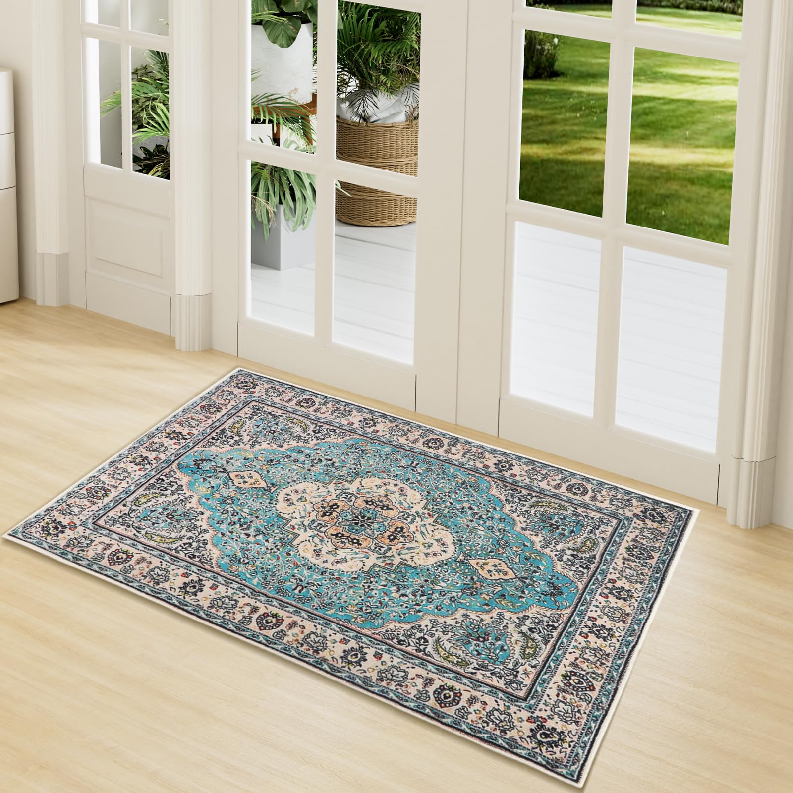 LY4U Door Mats Washable 50x80 CM, Indoor Non-slip Dirt Trapper Floor Mat, Inside Front Door Mats, Absorbent Low Profile Mat for Kitchen,Garden,Hall Entryway