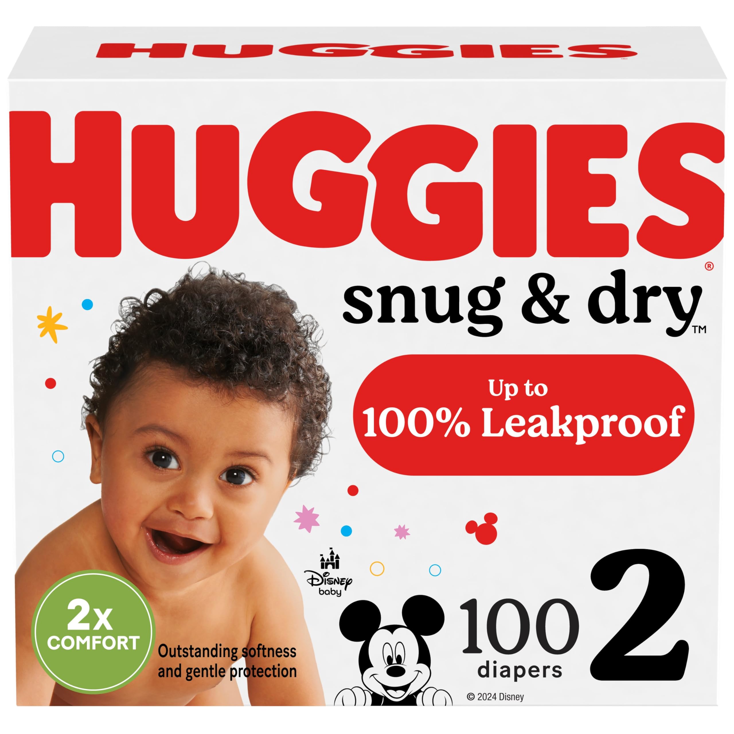 Photo 1 of Huggies Size 2 Diapers, Snug & Dry Baby Diapers, Size 2 (12-18 lbs), 100 Count, Packaging May Vary