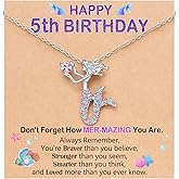 PINKDODO Birthday Mermaid Necklace Happy 4th 5th 6th Birthday Gifts for Daughter Granddaughter Niece