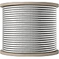 LuckIn 400ft Thickened 1/4" Stainless Steel Cable, 7x19 Strand Aircraft Cable Wire Rope for Yard Zipline, Deck Railing, 6400lbs Breaking Strength
