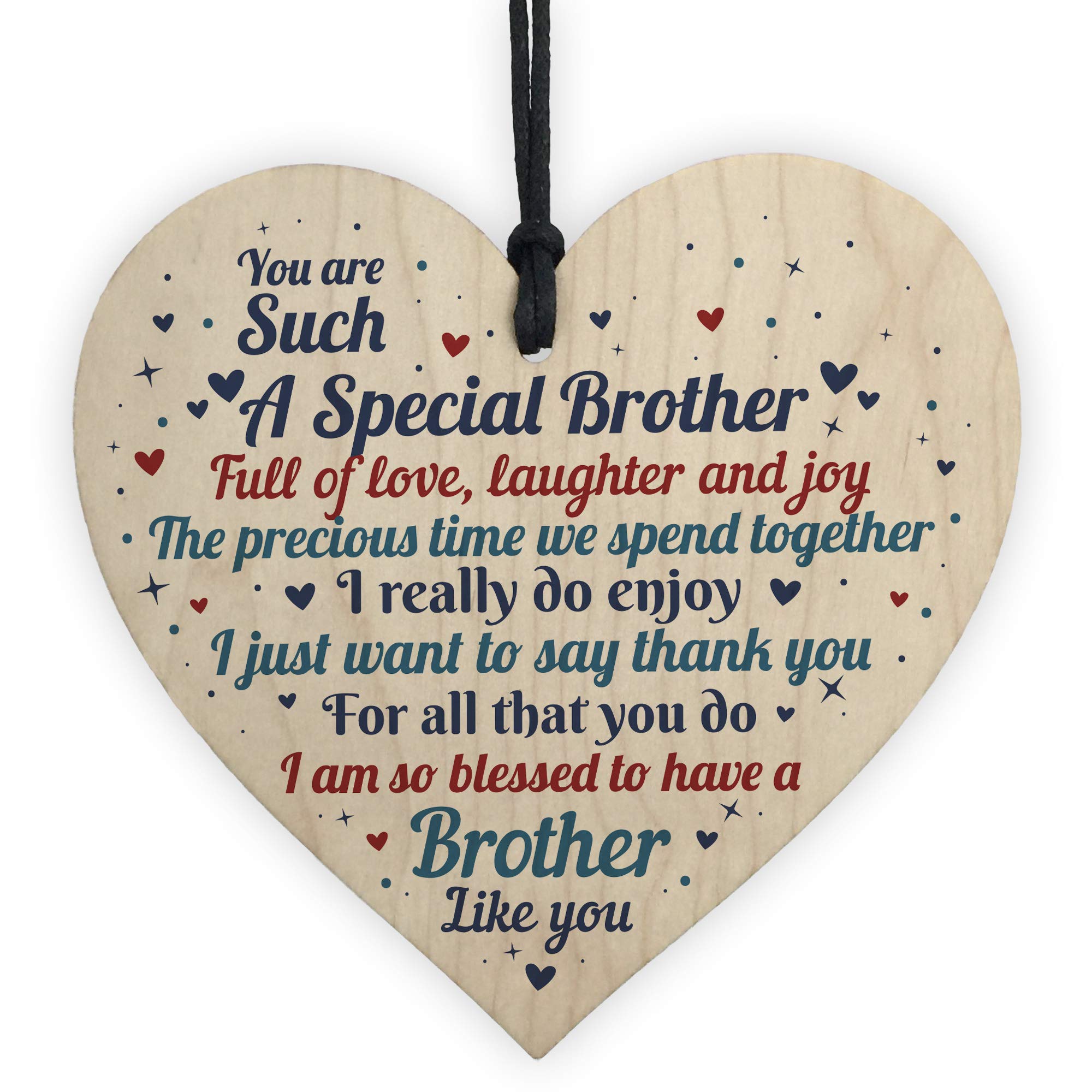 Red Ocean Brother From Sister Handmade Wooden Heart Sign For Birthday Thank You Family For Brother
