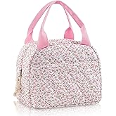 UUYUUY Lunch Bag for Women Insulated Lunch Box Reusable Cooler Bag Portable Cute Floral Quilted Cotton Bag Leakproof Tote Bags for Travel, Work, and Picnic