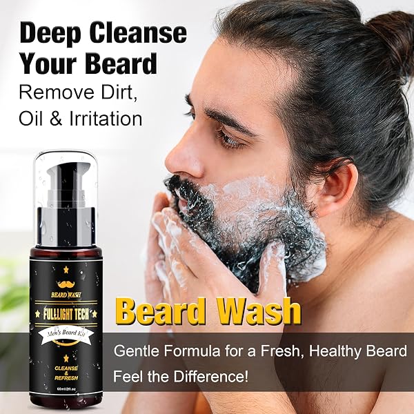 BEARD KIT,10-PIECE MEN GIFT SET WITH 3 BEARD OIL SCENTS,SOOTHES BEARD ITCH