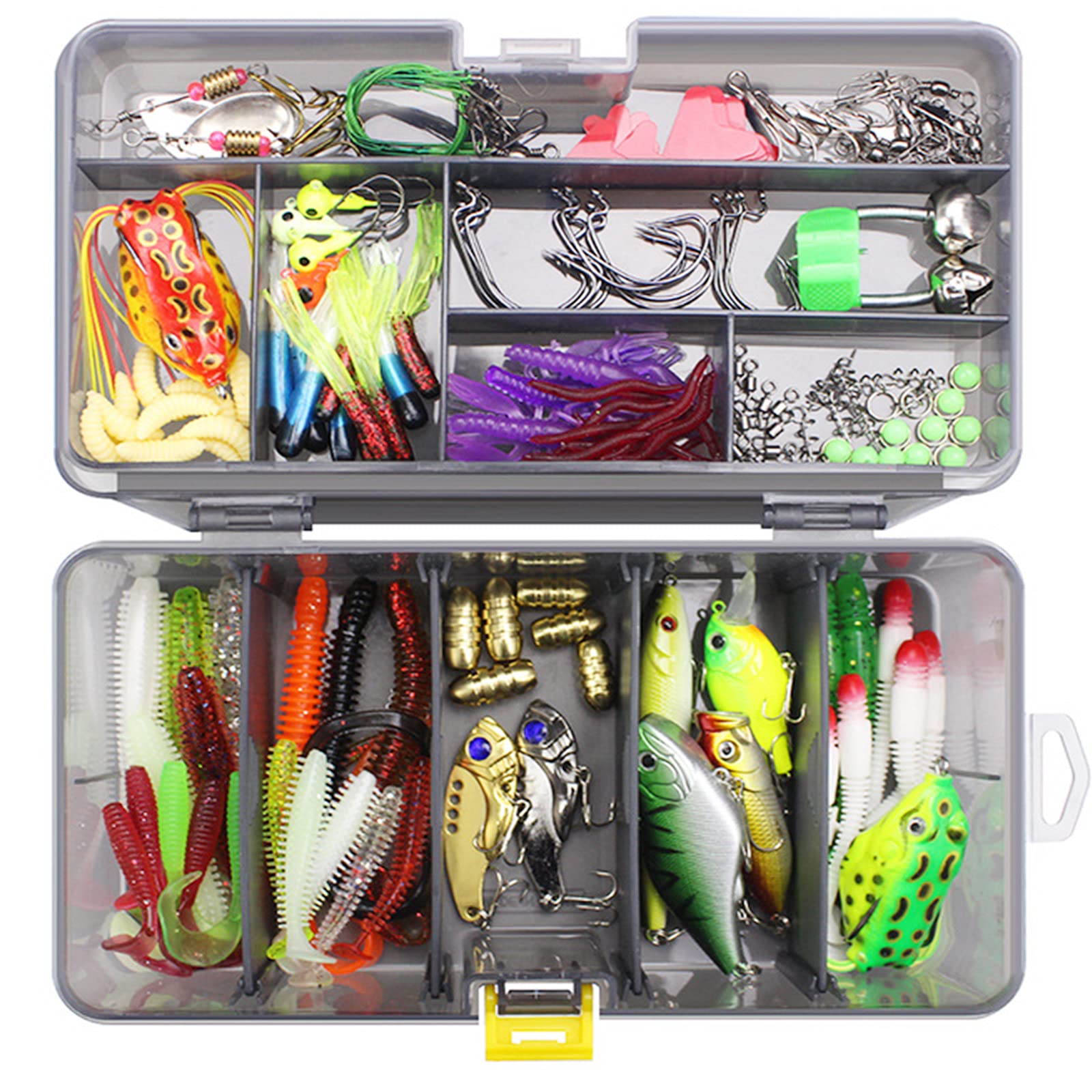 Fishing Lure and Bait Kits Set，Fishing Accessories Sinking and Topwater Lures Spoons, Fishing Tackle Box Swimbait for Bass Trout Salmon (pack of 168)