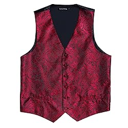 Barry.Wang Mens Suit Vest Paisley Silk Jacquard