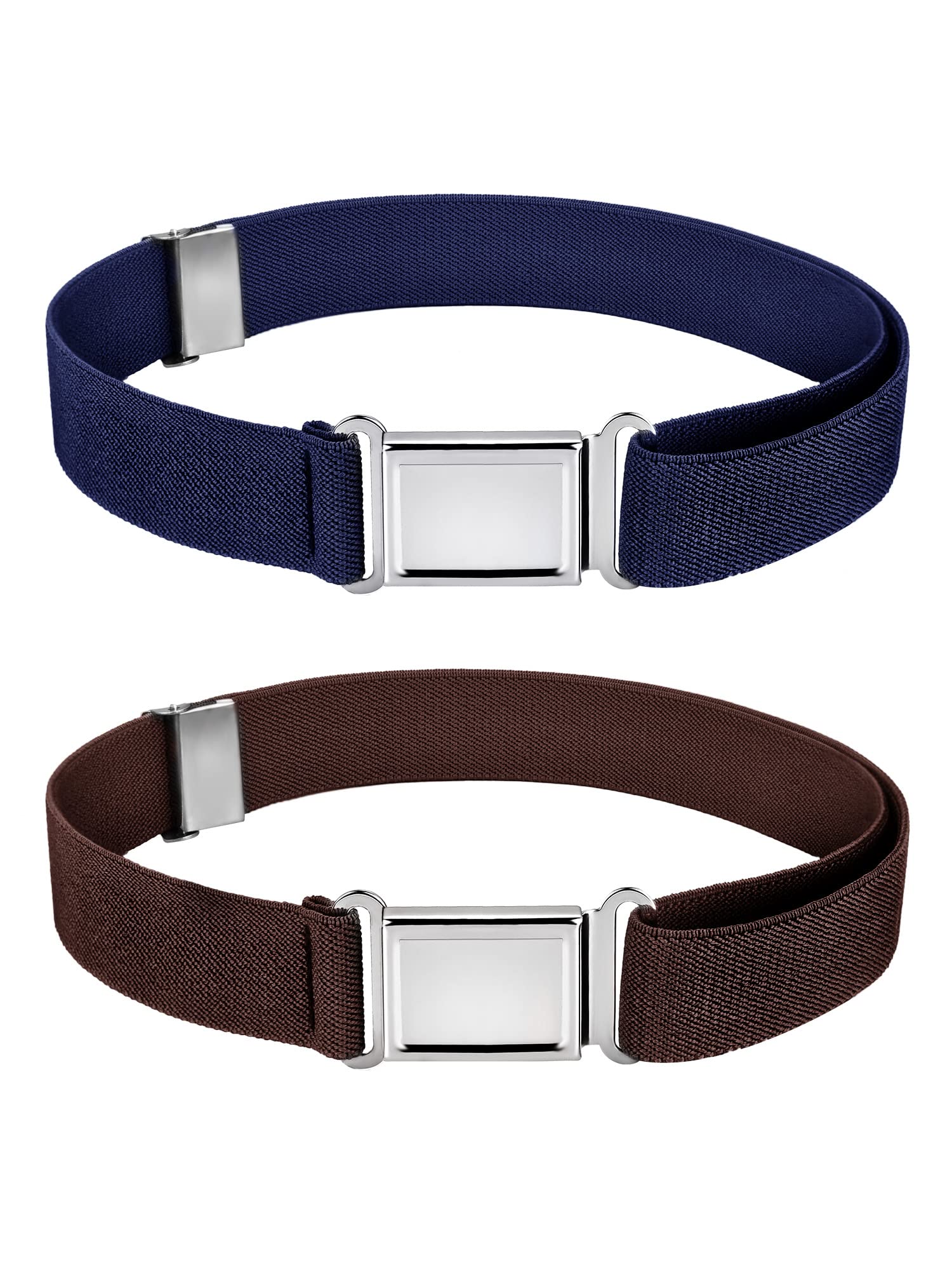 Photo 1 of WILLBOND 2 Pieces Kids Magnetic Belt Boys Adjustable Elastic Belt with Magnetic Buckle for Toddlers Girls (Navy Blue,Coffee)