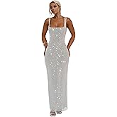 Figdaw Glitter Mesh Bodycon Dress for Women 2025 Birthday,Bachelorette Party