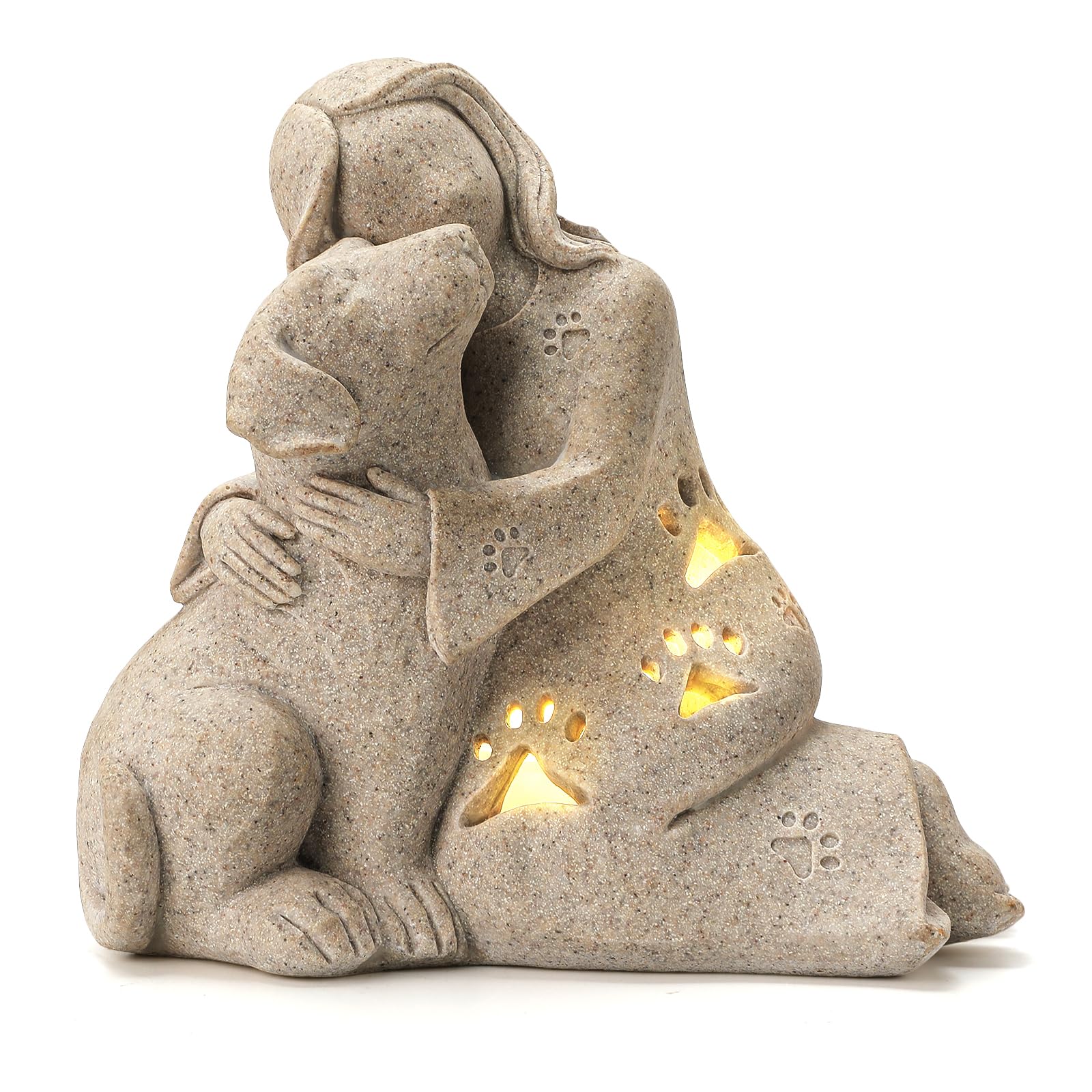 Photo 1 of INLOMEM Dog Memorial Gift, Granite Sculpture, Hand-Sculpted Resin Pet Loss Sympathy Gift with LED Candle Holder, Home Decor for Pet Owners