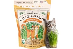 Seedboy Organic Cat Grass Seeds for Planting, Non-GMO Wheat, Oat, Rye, and Barley Cat Grass for Indoor Cats (16 oz)