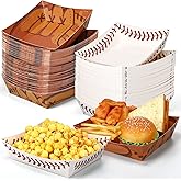 Havawish 100 Pcs 5lb Baseball Party Supplies Large Baseball Plate Paper Food Trays Disposable Boats Tray for Corn Flakes Snack Condiment Candy Softball Birthday Decoration Favor, 7.8 x 8.6 x 2.3 Inch