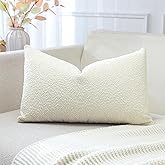 OTOSTAR Set of 1 Textured Boucle Throw Pillow Covers Lumbar Pillow Cases Cozy Soft Decorative Couch Cushion Case for Chair Sofa Bedroom Living Room Home Decor 12 x 20 Inch, Cream Beige