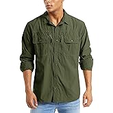 MAGCOMSEN Men's UPF 50+ Sun Protection Shirts, Button Down Long Sleeve Shirt for Hiking, Fishing, Safari