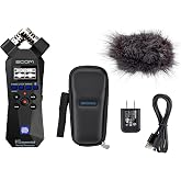Zoom H1essential 2-Track 32-Bit Float Portable Audio Recorder Bundle with APH-1e with Hairy Windscreen, Padded Shell Case, AC Adapter, &amp; USB C-Cable
