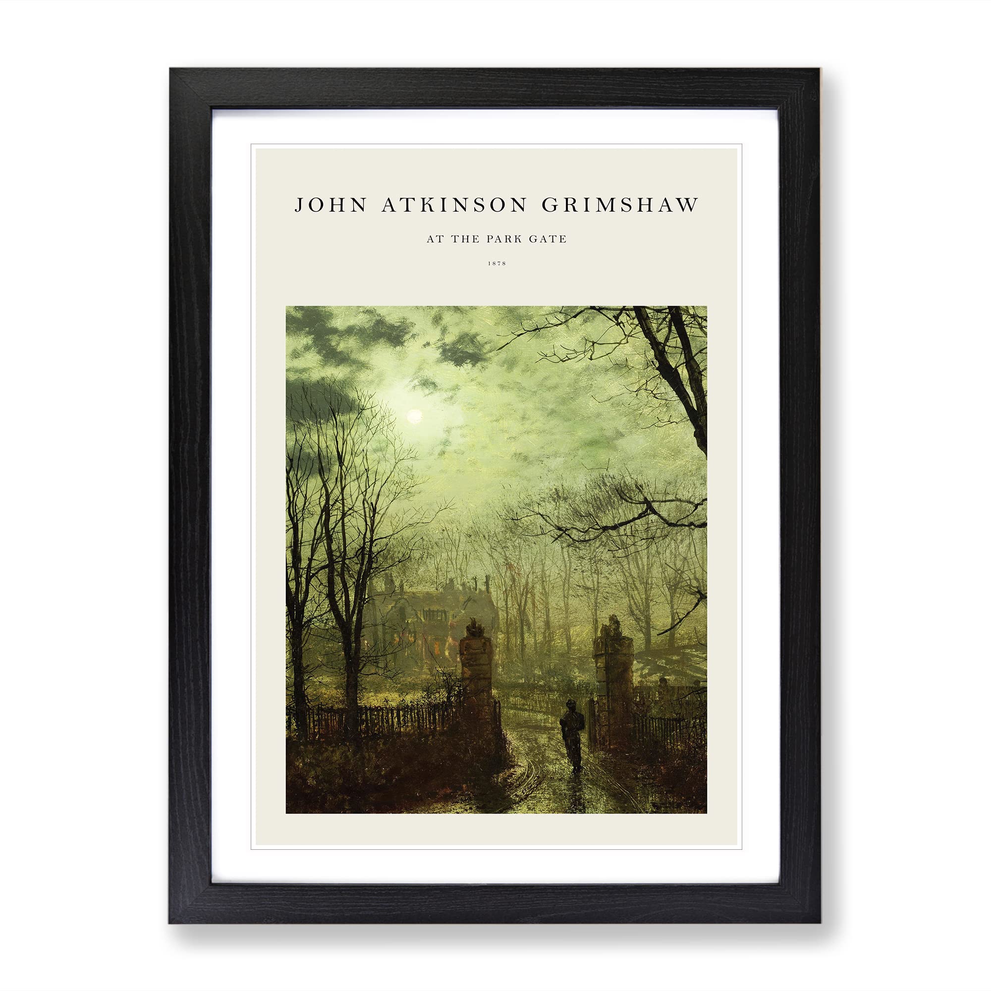 At The Park Gate By John Atkinson Grimshaw Exhibition Museum Painting Framed Wall Art Print, Ready to Hang Picture for Living Room Bedroom Home Office Décor, Black A3 (34 x 46 cm)